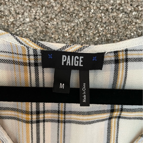 Paige Denim Yellow 💛 plaid, front tie, button up long sleeve. - Picture 2 of 3